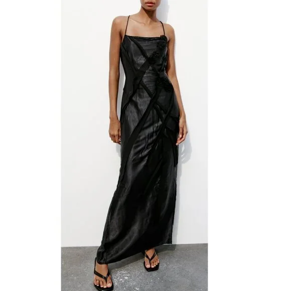 Zara Dresses Nwt Zara Black Slip Midi Dress Size S Poshmark